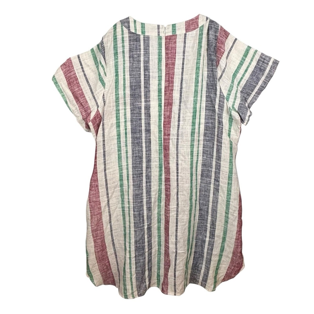 NWT JUSTFAB Linen Blend Stripe Shift Dress Swim Cover Up Women's 2X Beach Resort - Picture 4 of 8